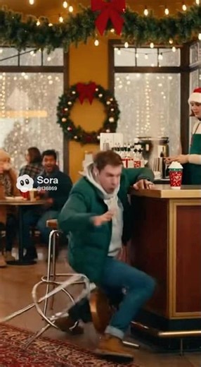 His chair just COLLAPSED in the cafe 😱💥Best reaction ever 😂☕ #CafePrank #ChristmasFail #Viral