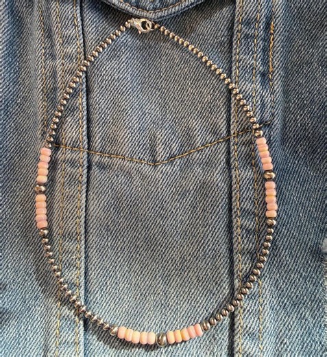 Navajo Pearl and Pink Conch Necklace, Gift, Western Jewelry, Sterling Silver Pearl - Etsy