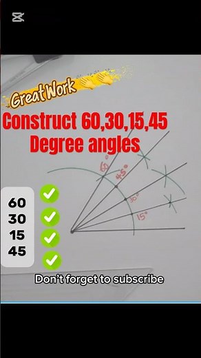 Construction of 60°, 30°, 45° & 15° Angles Using Compass | Step-by-Step Tutorial #IndianStudents