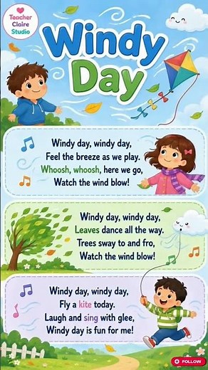 🌬️🎵 Windy Day Song 🎵🌬️#WindyDaySong #WeatherSong #KidsSongs #PreschoolLearning