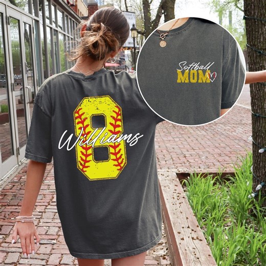 Custom Personalized Softball Mom Comfort Colors® Shirt | Name and Number Softball Shirt | Softball Mom Shirt | Gift for Mom Tee Shirt - Etsy