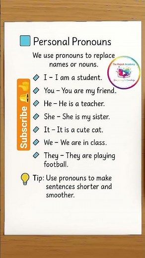 Personal Pronouns. Examples. #english #education #vocabulary #englishgrammar