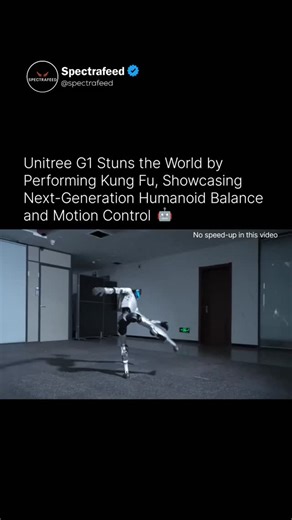 𝗦𝗽𝗲𝗰𝘁𝗿𝗮𝗳𝗲𝗲𝗱 on Instagram: "The Unitree G1 humanoid robot’s kung fu demonstration is a controlled technical showcase highlighting its advanced bipedal mobility, balance, and joint coordination rather than true martial arts intelligence. Using high-torque actuators, 23 degrees of freedom, and precise force-position control, the robot executes pre-programmed or motion-planned sequences such as kicks, strikes, and stance transitions while maintaining stability in real time. These movement
