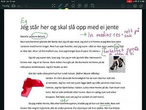 Del 1. Novella "Jeg står her og skal slå opp med ei jente". Lest og forklart av norsklærer Martine