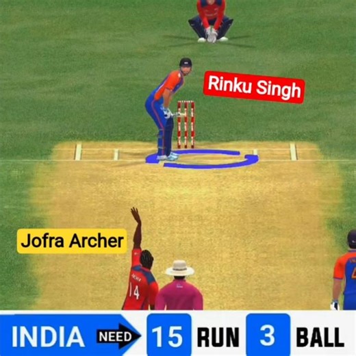 Rinku Singh vs Jofra Archer 😱 | IND Need 15 Off 3 | Last Over Thriller 🏏 #rc24 #rcswipe #game