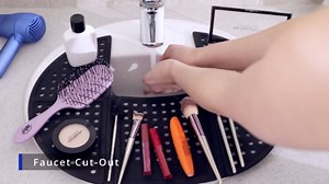 Sink Topper Bathroom Counter Cover & Storage Saver, Foldable Silicone Mat for Hot Tools, Hair Styling & Makeup, Beauty Brush Cleaning Mat, RV Camper Sink Cover & for Small Spaces (Standard Pearl)