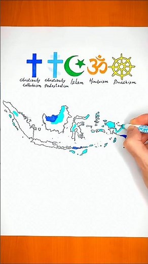 Religion in Indonesia 🇮🇩| Religion map drawing #shorts #religion #indonesia #education #viral