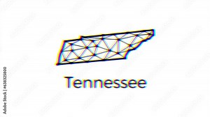 Tennessee state map animation in polygonal style with glitch effect, 4k resolution video, US states motion graphics Stock Video