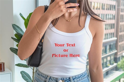 Custom Tank Top, Custom Photo Tank Top,personalized Spaghetti Strap Tank Top,any Image, Business Logo Crop Top, Custom Present, Y2K Tank Top - Etsy