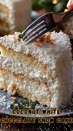 ❄️ Coconut White Chocolate Snow Cake | Protein 10g A soft, cloud-like coconut cake layered with silky white chocolate cream and coated in snowy coconut flakes — a dreamy winter dessert that’s as elegant as it is delicious. 🥥✨ 📝 Ingredients: For the Cake: ✦ 1 ½ cups all-purpose flour ✦ 1 ½ tsp baking powder ✦ ½ tsp salt ✦ ½ cup butter, softened ✦ 1 cup sugar ✦ 3 eggs ✦ 1 tsp vanilla extract ✦ ½ cup coconut milk For the Frosting: ✦ 200g white chocolate, melted ✦ 1 cup heavy cream (chilled) ✦ ½ c