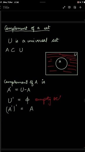 Complement of a Set Explained | Aᶜ in 30 Seconds. #maths #sets #complement #youtubeshorts