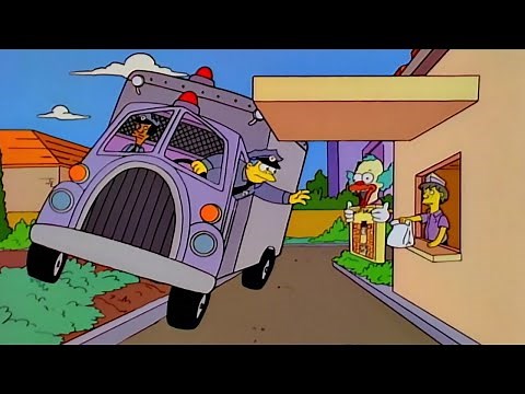 Chief Wiggum at the drive-thru | The Simpsons