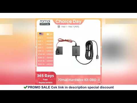 70mai Adjustable Hardwire Kit OBD II Type-C Interface Plug & Play 70mai OBD 24H Parking Surveillance