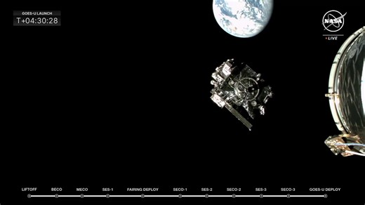 10K views · 182 reactions | GOES-U SEPARATION NASA shares video of the GOES-U satellite separating from the Falcon Heavy 2nd stage roughly 20,000 miles away from earth. | Talk of Titusville | Facebook
