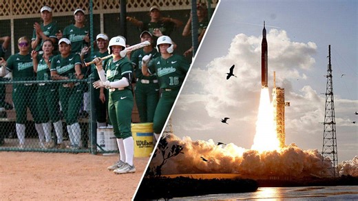 Artemis II launch steals the show at college softball game as players stare skyward in amazement