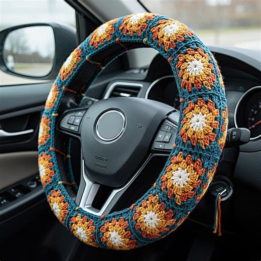 Crochet Steering Wheel Cover, DIY Granny Square Steering Wheel Cover, Eginner Crochet Steering Wheel Cover Tutorial, PDF - Etsy Australia