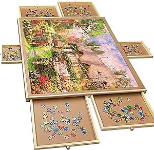 Puzzle Board 1500 Pieces with 6 Drawers, Portable Jigsaw Puzzle Table for Adults and Kids 5-7