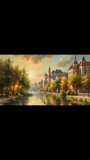 🎨 Can You Paint This Riverside City? #huyacrylicpainting #painting #acrylicscenery