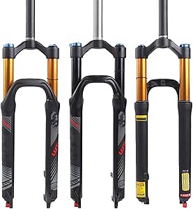 BUCKLOS LUTU 26/27.5/29 Air MTB Suspension Fork, Rebound Adjust Straight Tube 28.6mm QR 9mm Travel 120mm Manual/Crown Lockout Mountain Bike Forks, Ultralight Gas Shock XC Bicycle