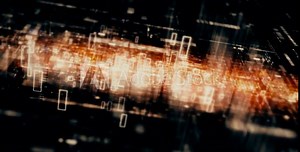 Futuristic screen display matrix, hi-tech digital data telemetry with encrypted numbers, display dynamic background for computer desktop screen display format