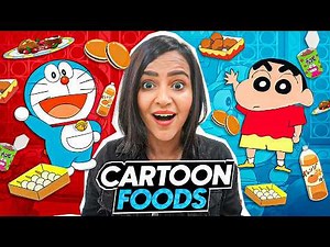 Eating our FAVORITE CARTOON FOODS for 24 hours *SHINCHAN, DOREMON, Scooby*