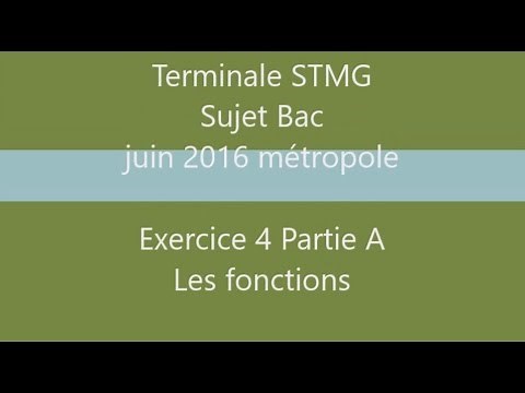 BAC STMG maths-métropole juin 2016 - Exercice 4 A - Les fonctions