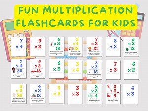Multiplication Flash Cards for Kids, Printable Multiplication Worksheets, Math Learning for Home or Classroom, Math Practice for Ages 6-10 - Etsy UK