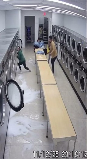 Washing machine explodes and floods laundromat