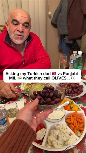 No wonder my Punjabi in-laws look at us like we’re crazy for eating olives at every meal 🫒😭 I was NOT ready for her answer 😳 Punjabi friends… is my MIL right ? Y’all really don’t eat olives in Punjab 🫣 how about olive oil? Y’all don’t drink it like we do? 🤣😭 #punjabi #turkish #interculturalcouple #multicultural