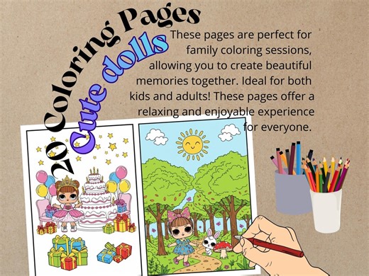 Dolls Coloring Book, 20 Printable Pages A4 (PNG & PDF) - Etsy