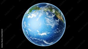 Realistic Earth Rotating on Black (Loop) 4K