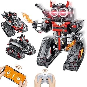 Remote Control Robot Building Kit for Boys 6-12, 3-in-1 STEM Remote & APP Controlled Coding Gear Robot/Tank/RC Car, 419 Pcs Science Learning Educational Building Blocks Toy Set Gift for Kids