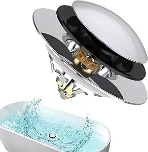 Upgrade Tub Stopper with Hair Catcher Pop Up Tub Drain Stopper Anti Clogging Bathtub Drain Cover,Replaces Lift and Turn, Tip-Toe and Trip Lever drains for Tub, Easy Install and Clean (3)