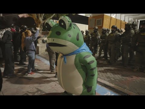Watch: Portland Frog dances as ICE blasts them with pepper balls