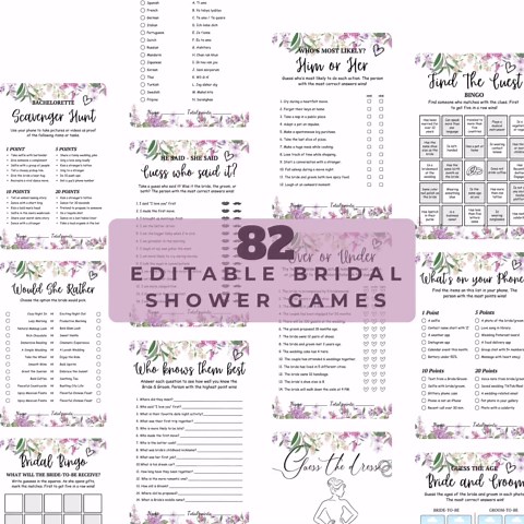 82 Bridal Shower Games Bundle Editable in Canva, 5x7 Printable Bridal Shower Games, Instant Download, Bachelorette Party Games Pack - Etsy