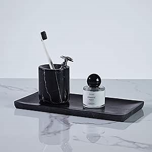 Black Marble Bath Accessories (Vanity Tray)