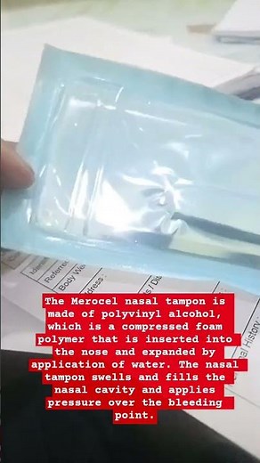 Nasal packing with The Merocel nasal tampon