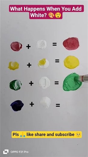 Mixing Colours with White🎨 | Amazing Color #ColourMixing #ArtShorts #Satisfying #CreativeArt #Shorts