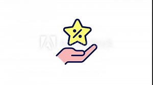 Animated benefits color ui icons. Bonuses for customers and clients. Seamless loop HD video with alpha channel on transparent background. Simple filled line RGB pictogram animation