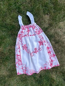 Upcycled Linen Sundress: Handmade Cross-stitch Tablecloth Dress - Etsy