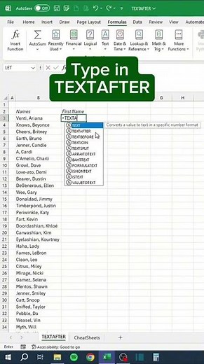 how to use TEXTAFTER in excel
