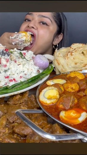 Eating curd rice and egg curry #mukbang