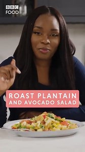 As if plantain or banana chips weren't tasty enough, Dietitian Tai Ibitoye adds them to sweeten up her salty and spicy vegetable salad. Hello spring-time lunches! https://www.bbc.co.uk/food/recipes/roast_plantain_and_59066 | BBC Food
