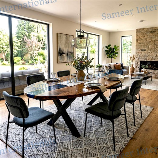 Custom Handmade Blue Epoxy Oval Table, Translucent Coffee Dining Furniture - Etsy