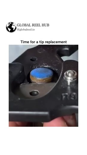 GLOBAL REEL HUB™ on Instagram: "Dm for Credit / Removal This post features a 37-second video tutorial demonstrating the precise process of replacing a worn leather tip on a pool cue, using pliers, a knife, and sandpaper to ensure a beveled edge for better ball spin and control. The technique underscores billiards engineering: a properly shaped tip (typically 1mm bevel) prevents miscues and enhances english, with studies in sports physics showing tip hardness affects friction coefficients by up t