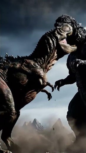 t-rex and Godzilla fight