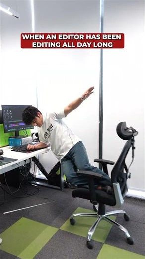 Editor enjoying turning the workspace into a pilate studio 😏 #office #corporate #funny