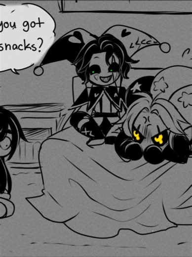 Needless to say the sleepover did not go well... Art and comic by https://www.tumblr.com/maichip Pierrot voiced by @ColeCrystal Harlequin voiced by @SmugRaptorVA YN voiced by @akidubs0 #thefreakcircusgame #thefreakcircuspierrot #fyp #pierrot #v