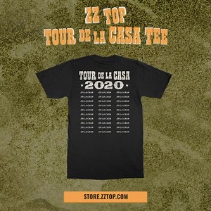 To our Fans, We are offering a fresh new ZZ Top Tee-Shirt with an original watercolor design, painted by Billy F Gibbons. With the purchase of this special, 'TOUR DE LA CASA’ Tee, 100% of the net proceeds goes directly from the band and you, to our loyal crew..! Thanks…! Your pals, Billy, Frank & Dusty store.zztop.com | ZZ Top