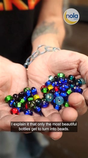 The Times-Picayune | NOLA.com on Instagram: "Franziska Trautmann, CEO of the Glass Half Full glass recycling service is working with Andrew Barrows, a skilled glass artist, to produce recycled glass beads to throw as queen of Krewe du Vieux. To begin the project, she provided him with blue bottles that once contained Skyy vodka and Bombay Sapphire gin. She likes the aqua color and also the idea that the bottles once contained booze. It’s even possible they came from Bourbon Street, she said. To 